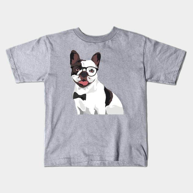 Hipster White and Brown French Bulldog T-Shirt for Dog Lovers Kids T-Shirt by riin92